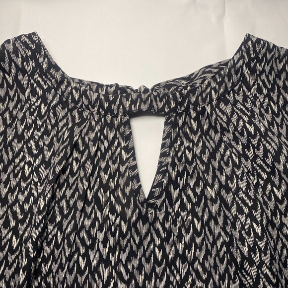 Fortune + Ivy Dani Mixed Material Black Blouse Womens M Keyhole Tie Back Cap EUC - Picture 6 of 9